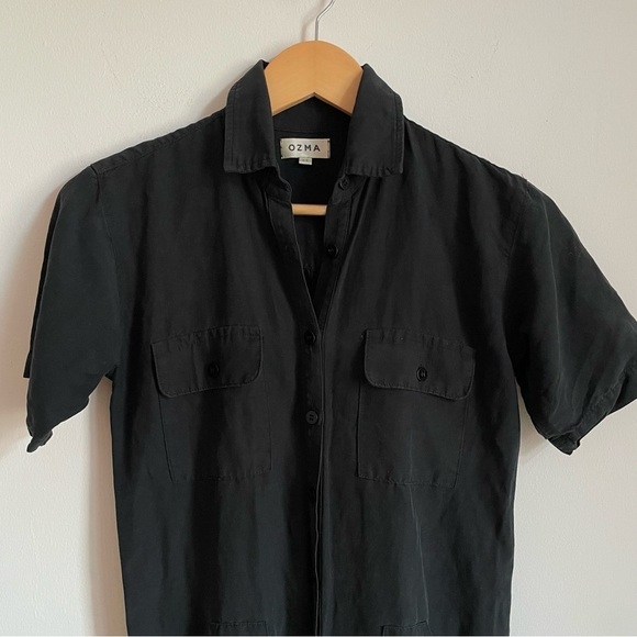 OZMA Silk Linen Painter's Jumpsuit In Black XS - Picture 10 of 12